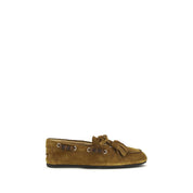 Miu Miu Beige Suede Slip-On Loafers