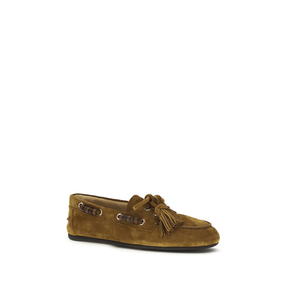 Miu Miu Beige Suede Slip-On Loafers