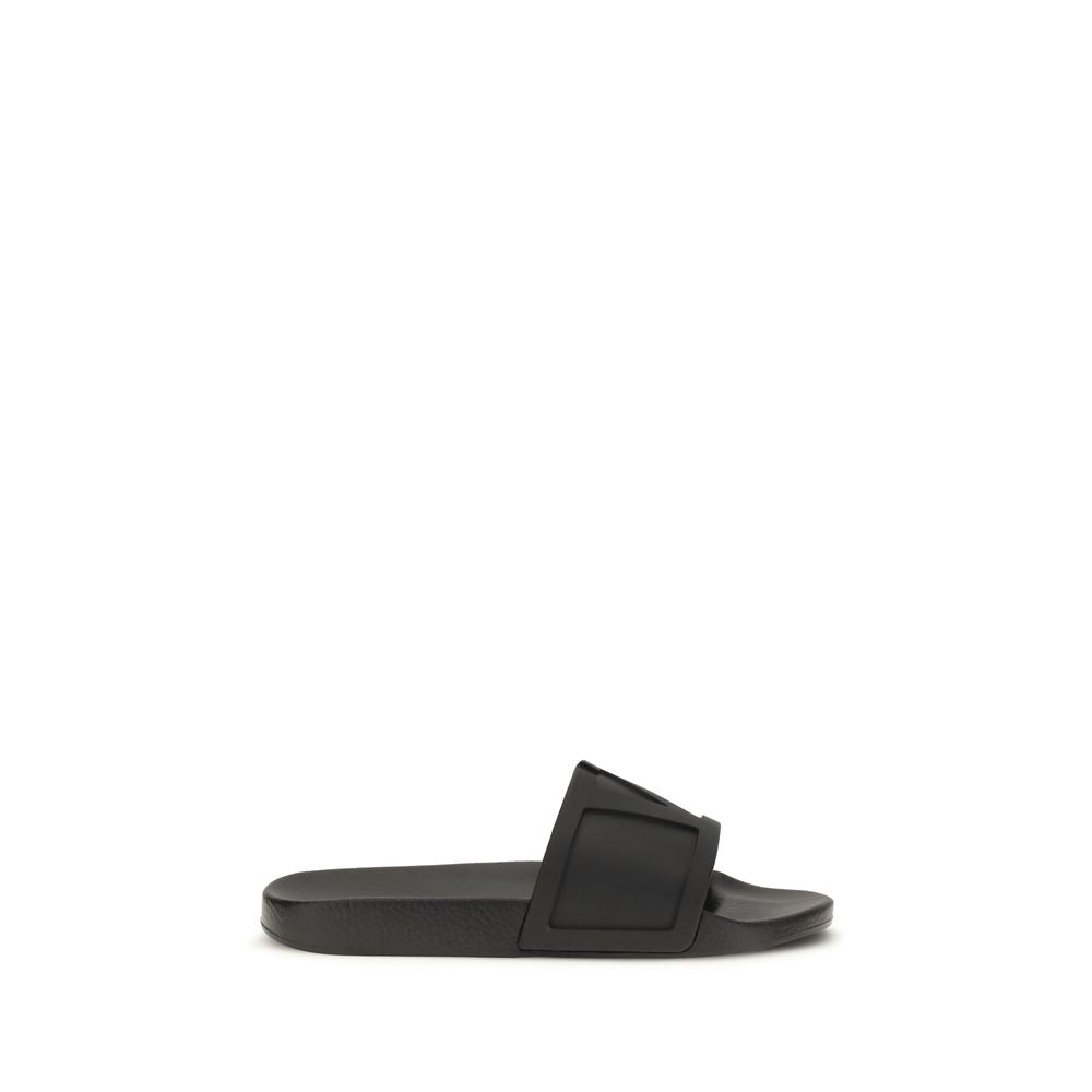 Valentino Garavani Black Rubber Slider Sandals