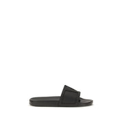 Valentino Garavani Black Rubber Slider Sandals