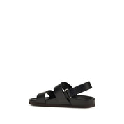 Valentino Garavani Black Calf Leather Flat Sandals