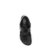 Valentino Garavani Black Calf Leather Flat Sandals