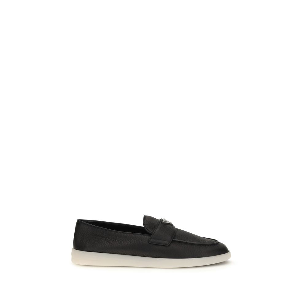 Prada Black Suede Slip-On Loafers