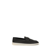 Prada Black Suede Slip-On Loafers