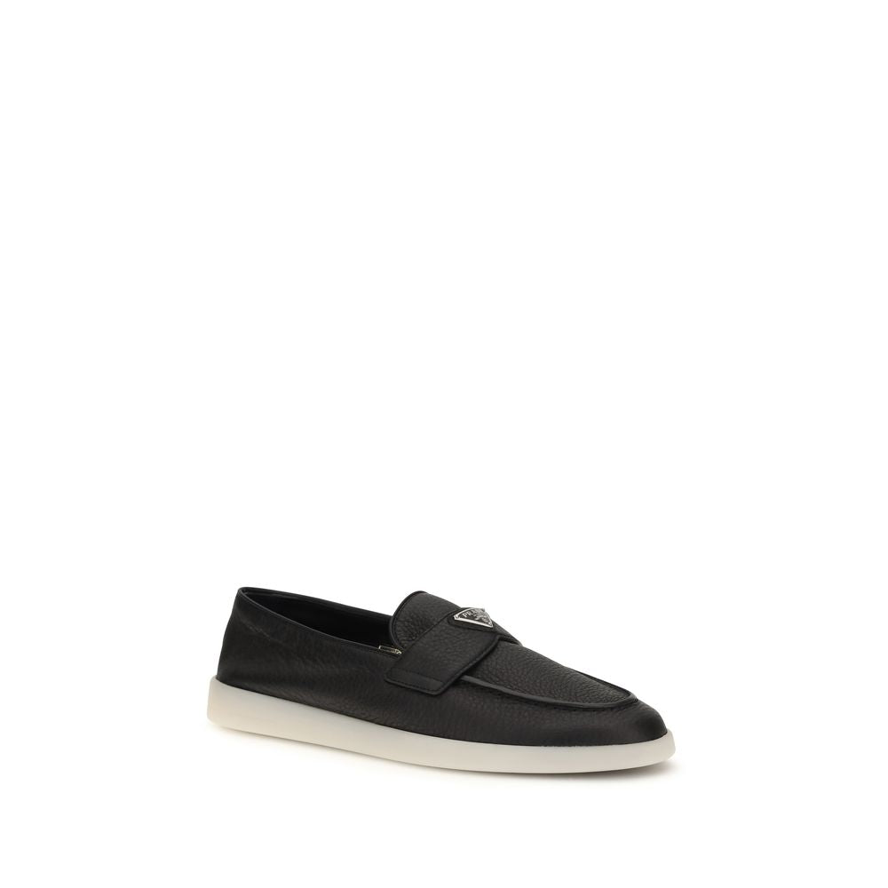 Prada Black Suede Slip-On Loafers