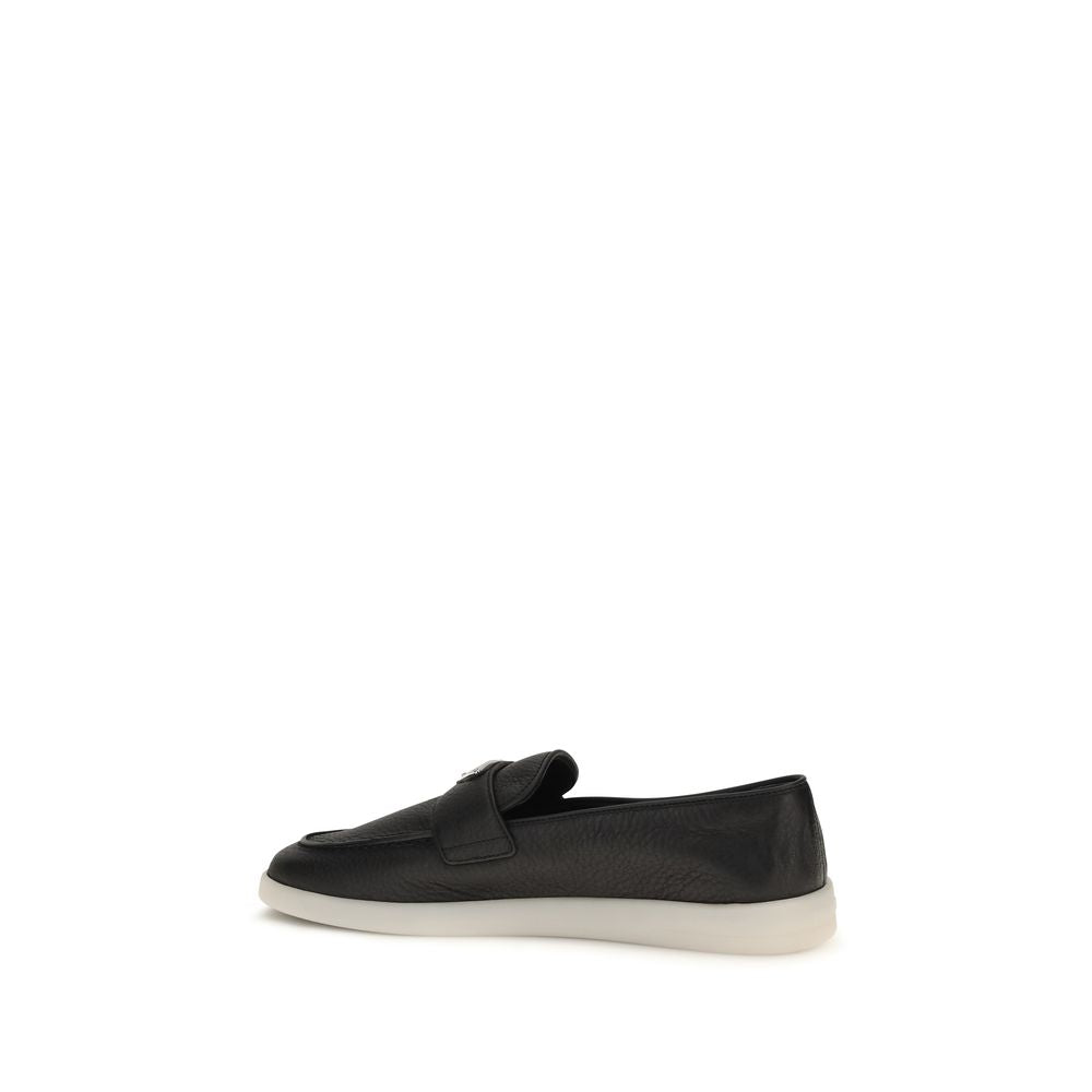 Prada Black Suede Slip-On Loafers