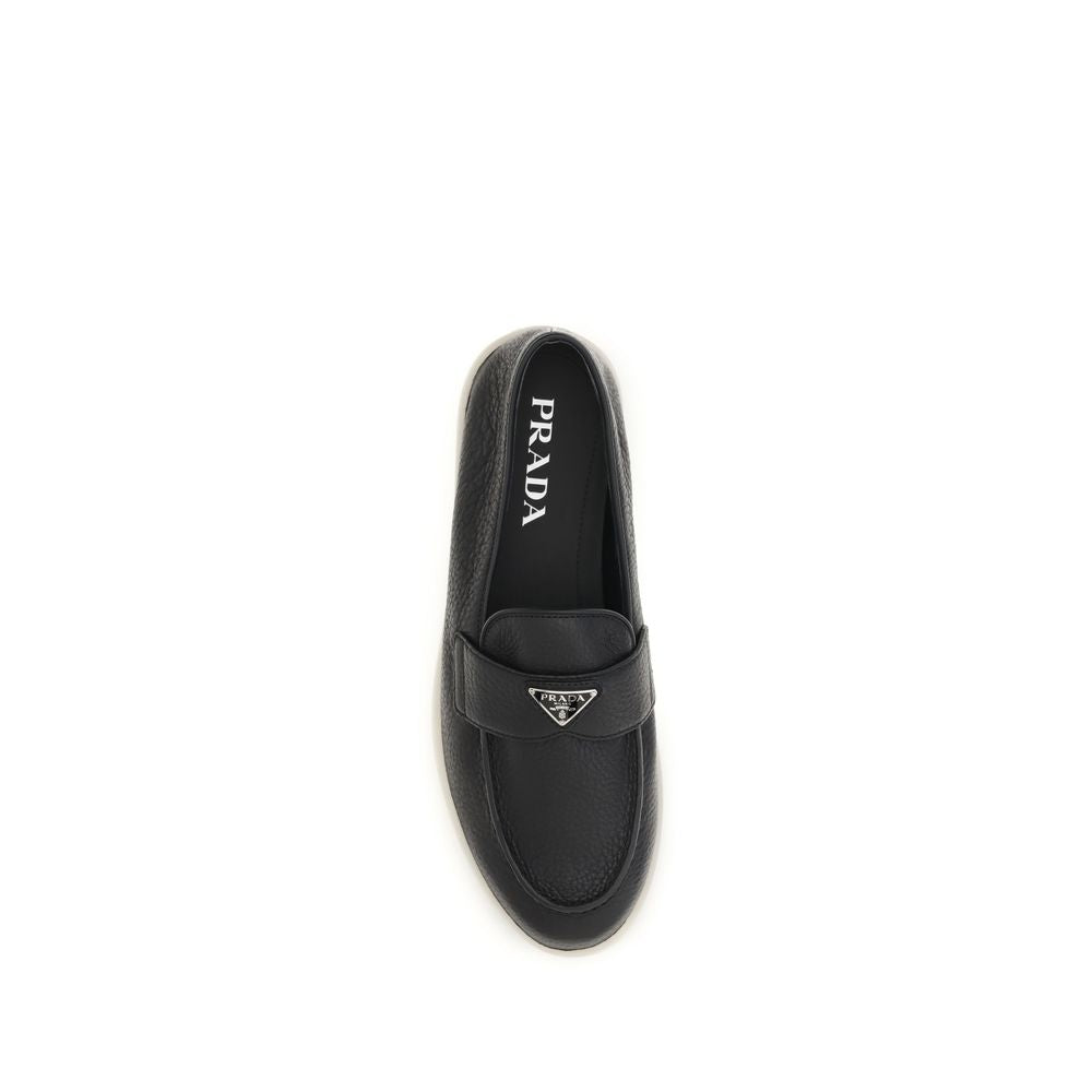 Prada Black Suede Slip-On Loafers