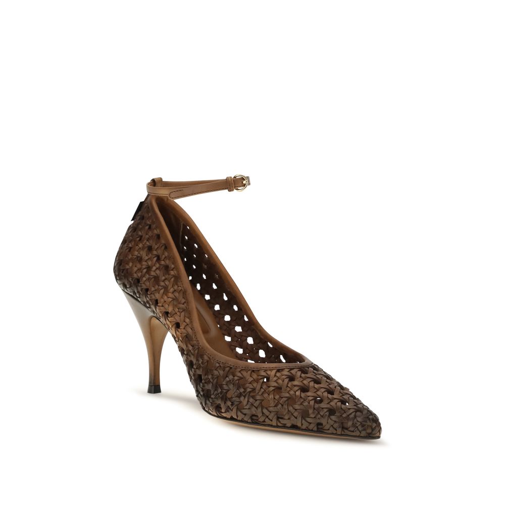 Miu Miu Beige Calf Leather High Heel Pumps