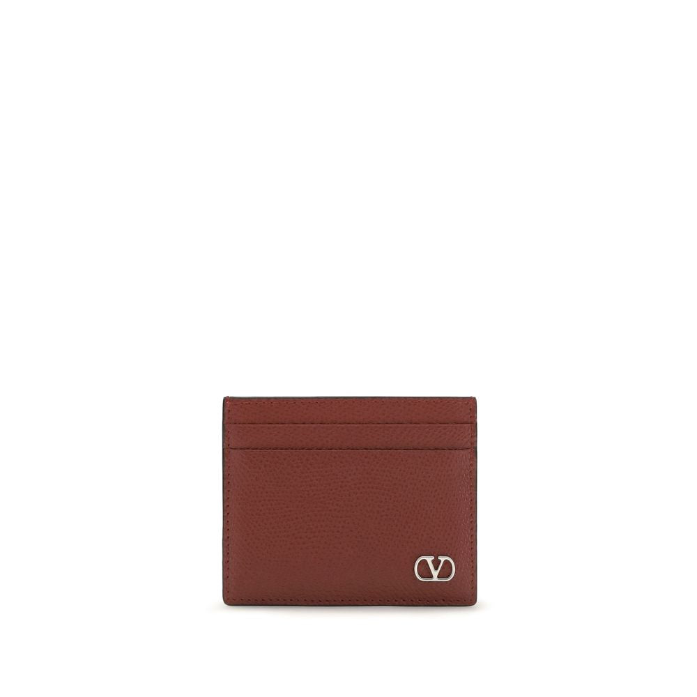 Valentino Garavani Bordeaux Calf Leather Card Holder