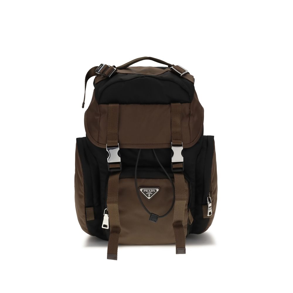 Prada Brown Recycled Polyamide and Leather Backpack