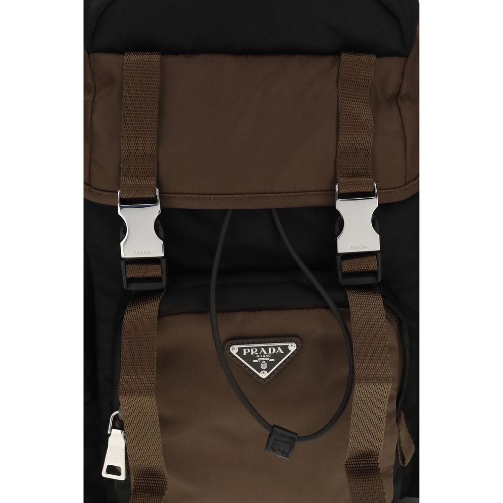 Prada Brown Recycled Polyamide and Leather Backpack
