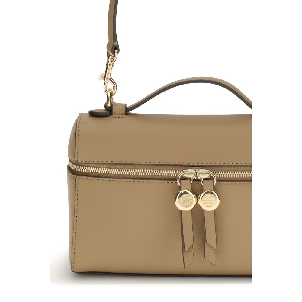 Tory Burch Beige Pebbled Leather Top Handle Bag