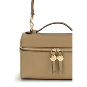 Tory Burch Beige Pebbled Leather Top Handle Bag