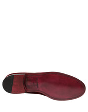 Dolce & Gabbana Maroon Velvet Slip-On Loafers
