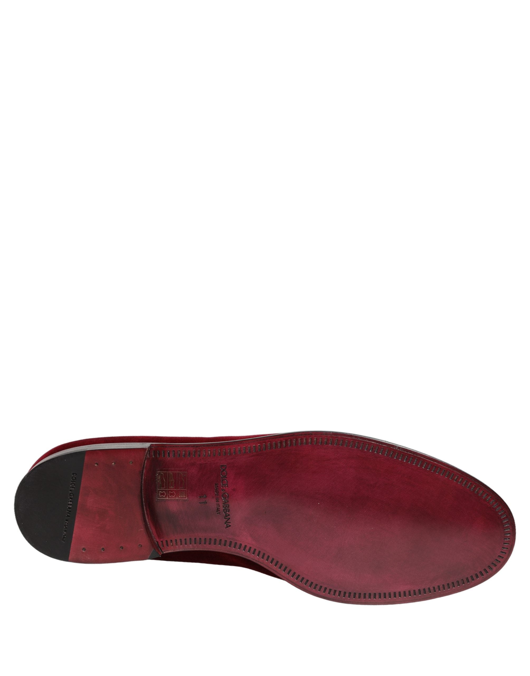 Dolce & Gabbana Maroon Velvet Loafers