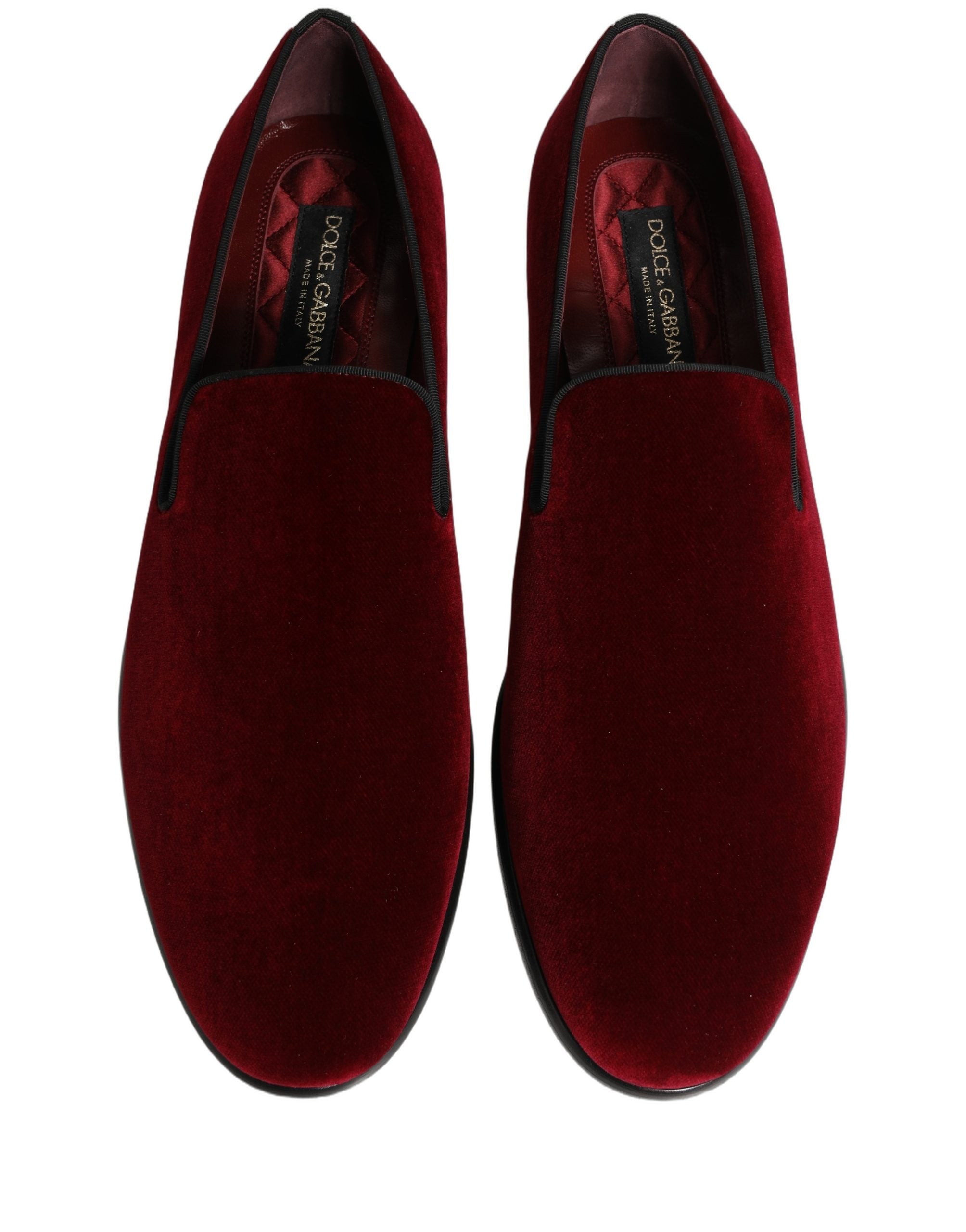 Dolce & Gabbana Maroon Velvet Slip-On Loafers