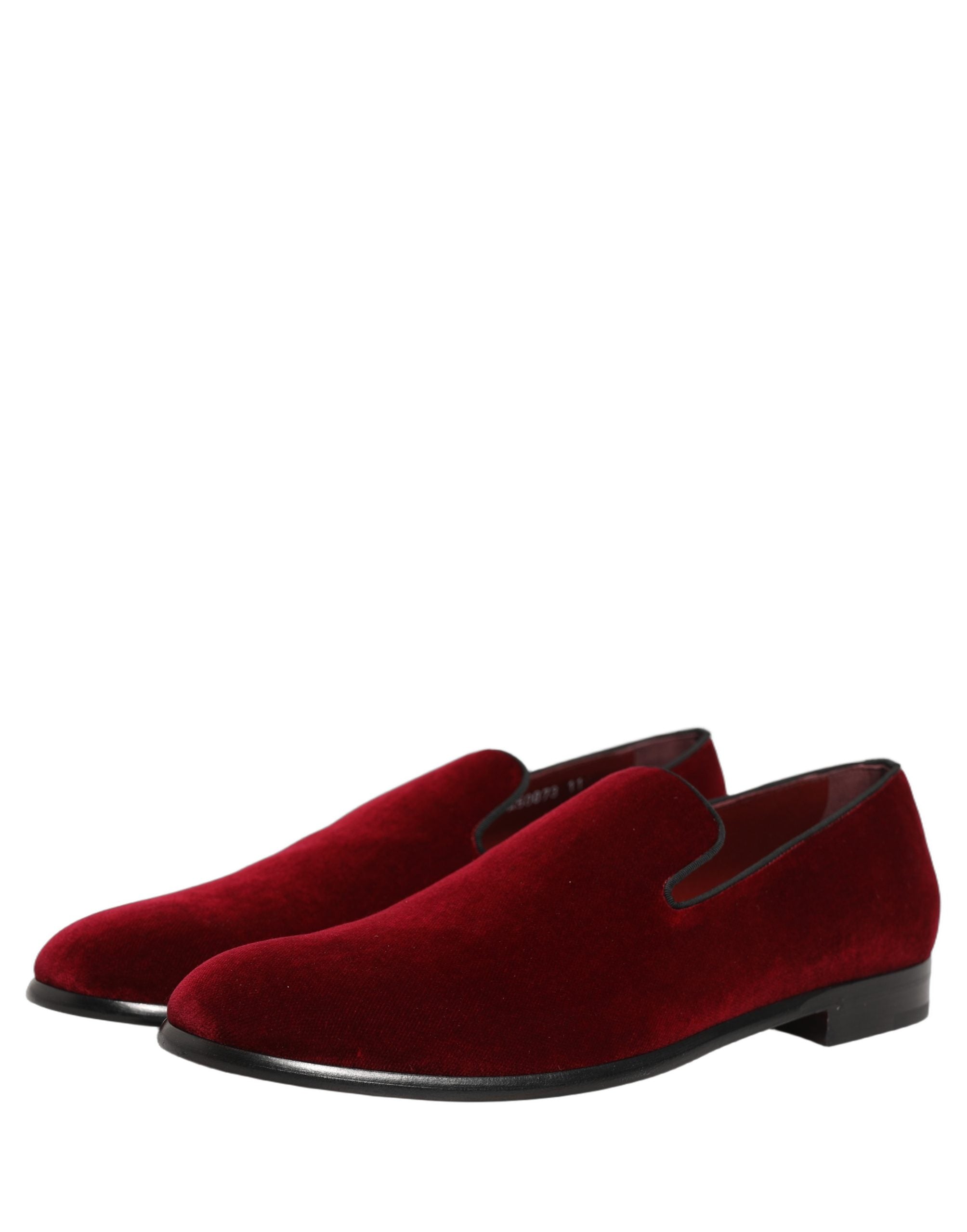 Dolce & Gabbana Maroon Velvet Slip-On Loafers