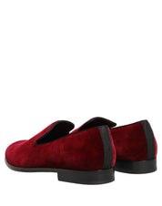 Dolce & Gabbana Maroon Velvet Slip-On Loafers