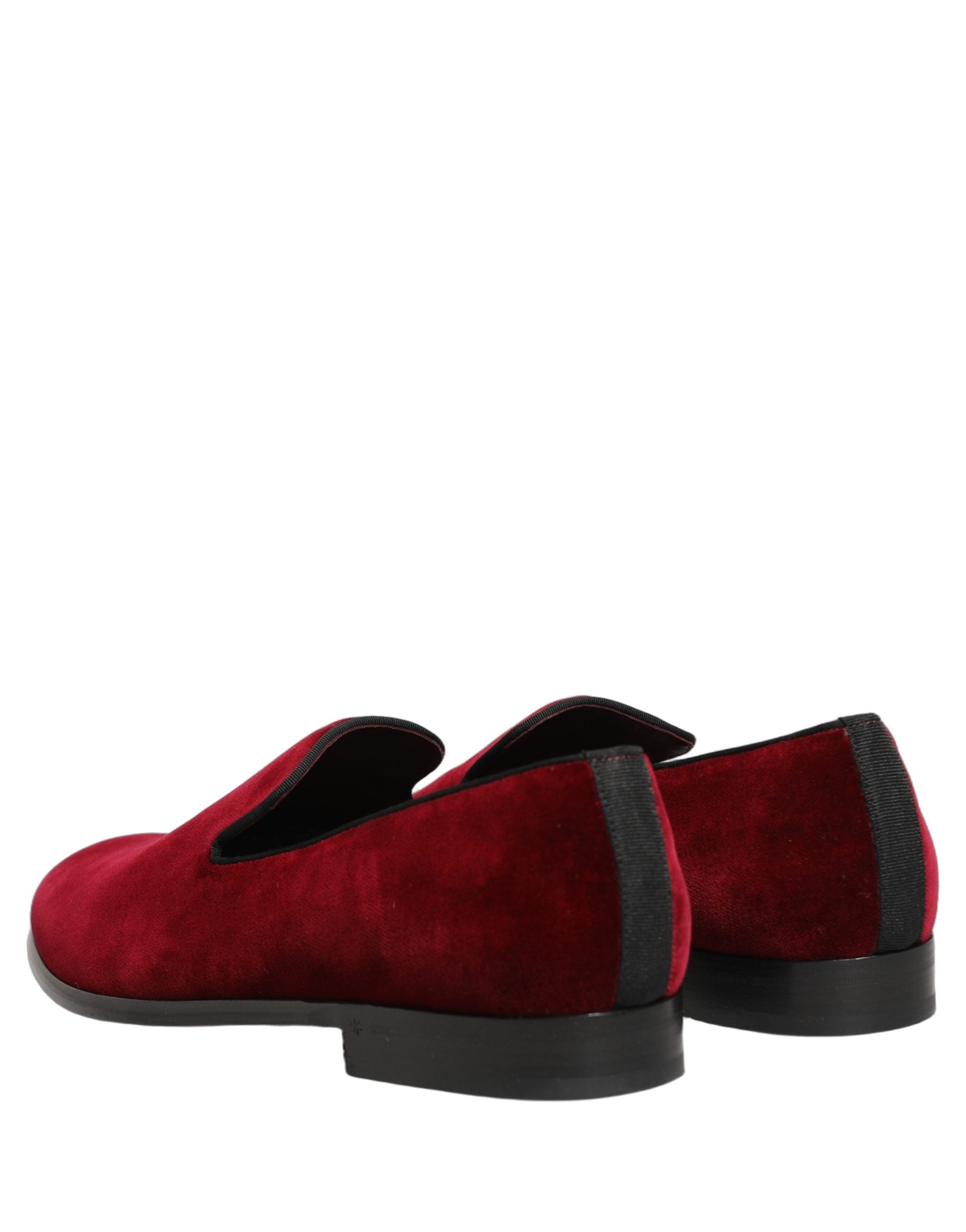 Dolce & Gabbana Maroon Velvet Slip-On Loafers