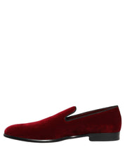 Dolce & Gabbana Maroon Velvet Slip-On Loafers