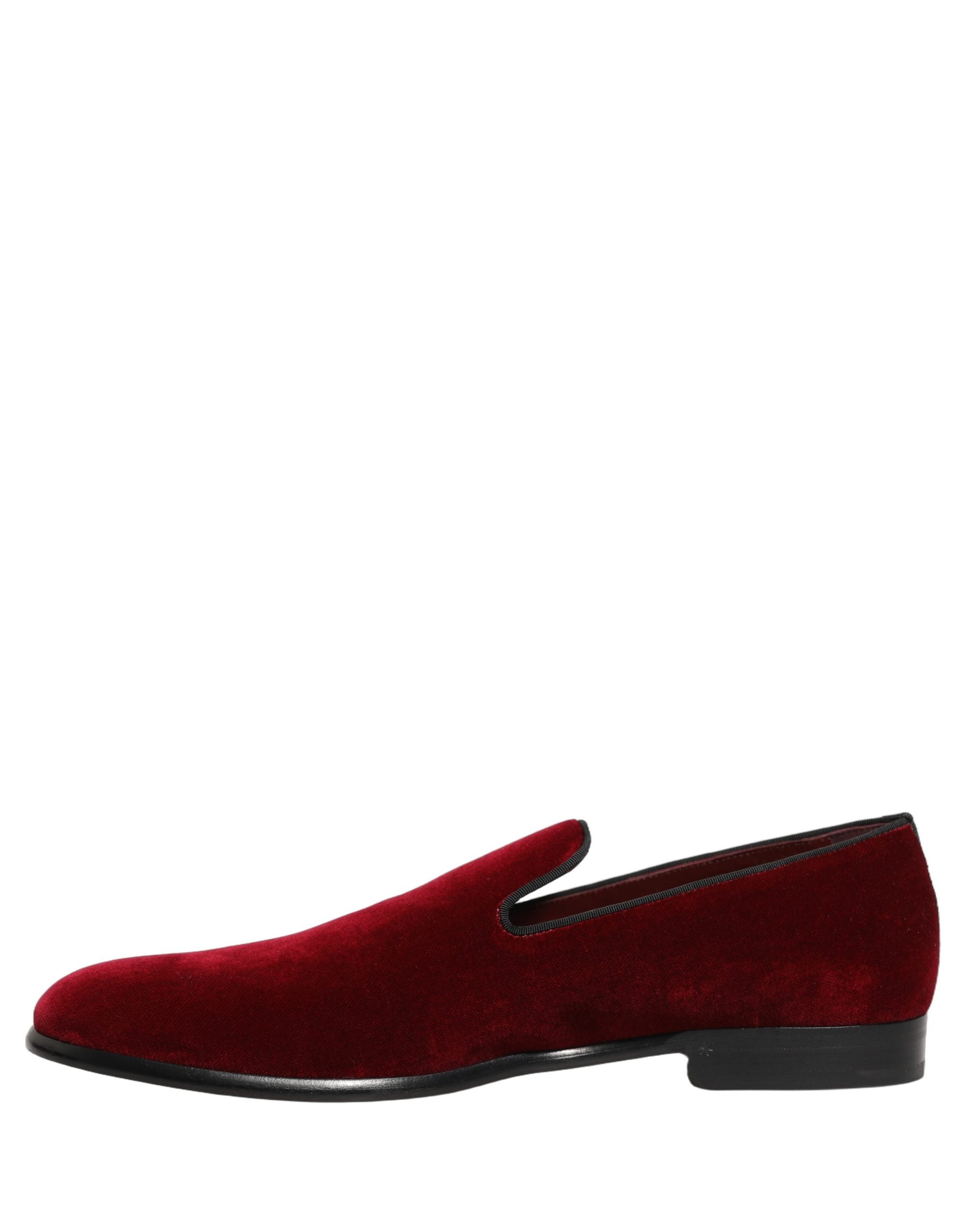 Dolce & Gabbana Maroon Velvet Slip-On Loafers