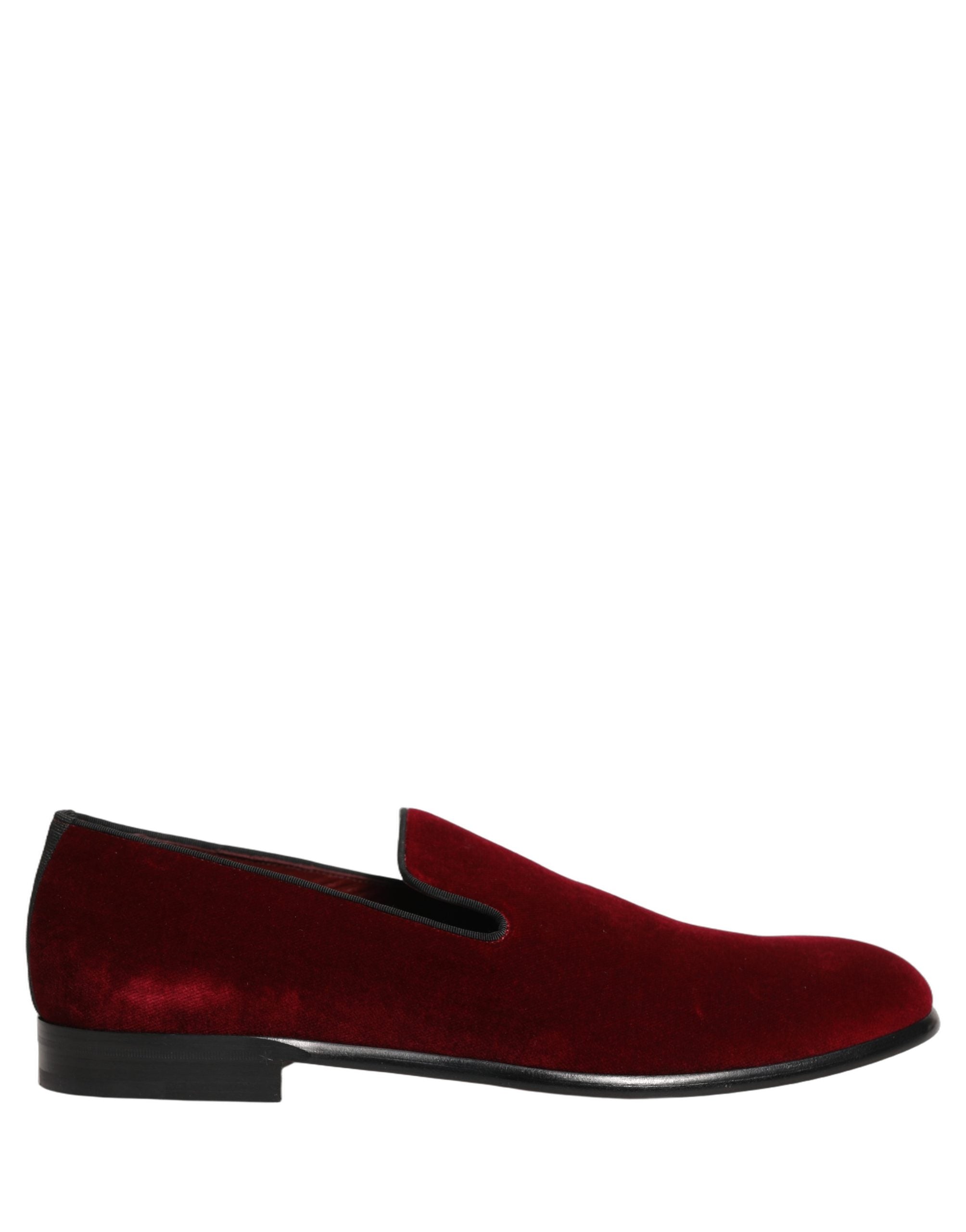 Dolce & Gabbana Maroon Velvet Slip-On Loafers