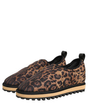 Dolce & Gabbana Brown Leopard Print Low Top Sneakers
