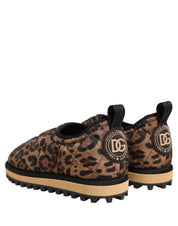 Dolce & Gabbana Brown Leopard Print Low Top Sneakers