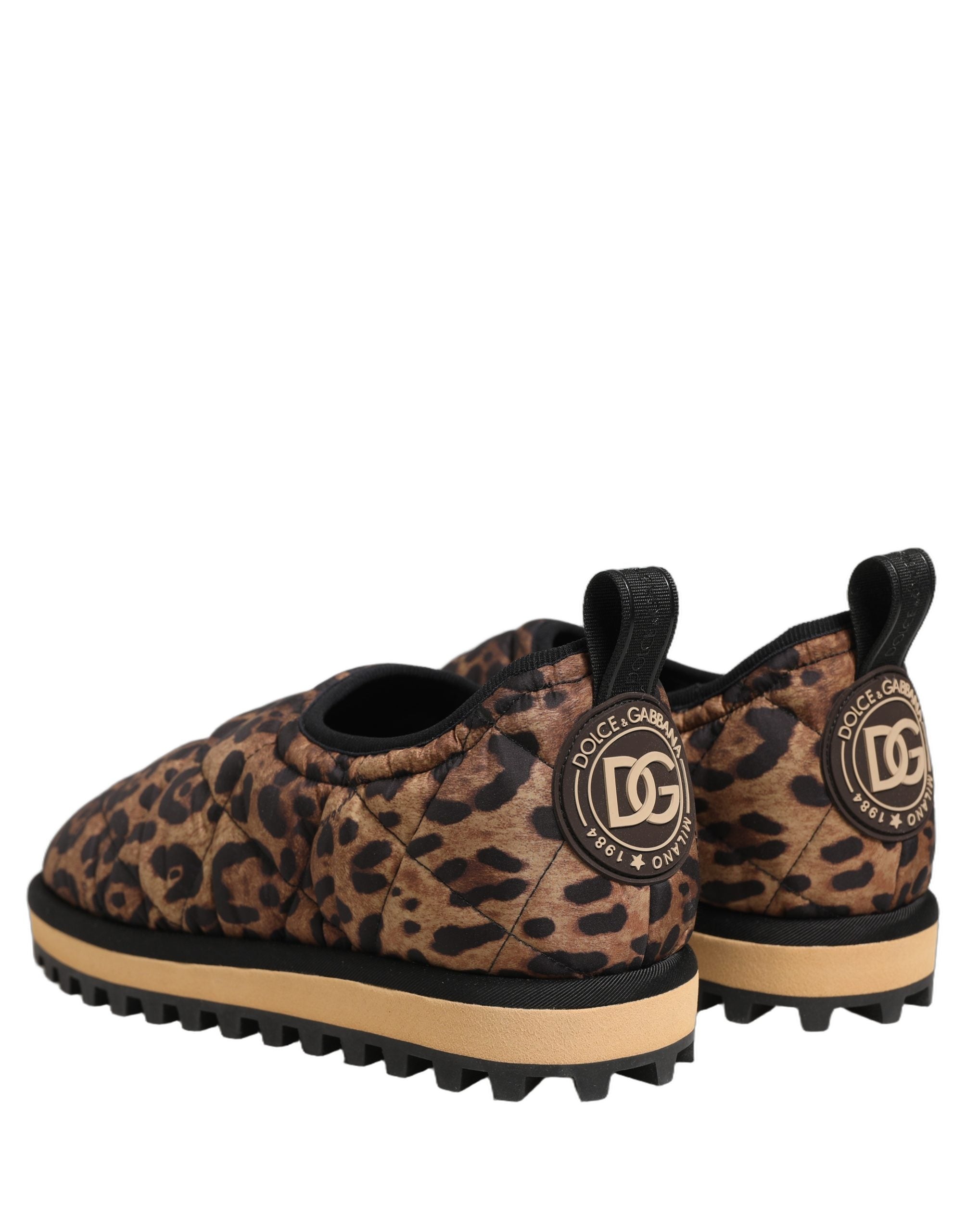 Dolce & Gabbana Brown Leopard Print Low Top Sneakers