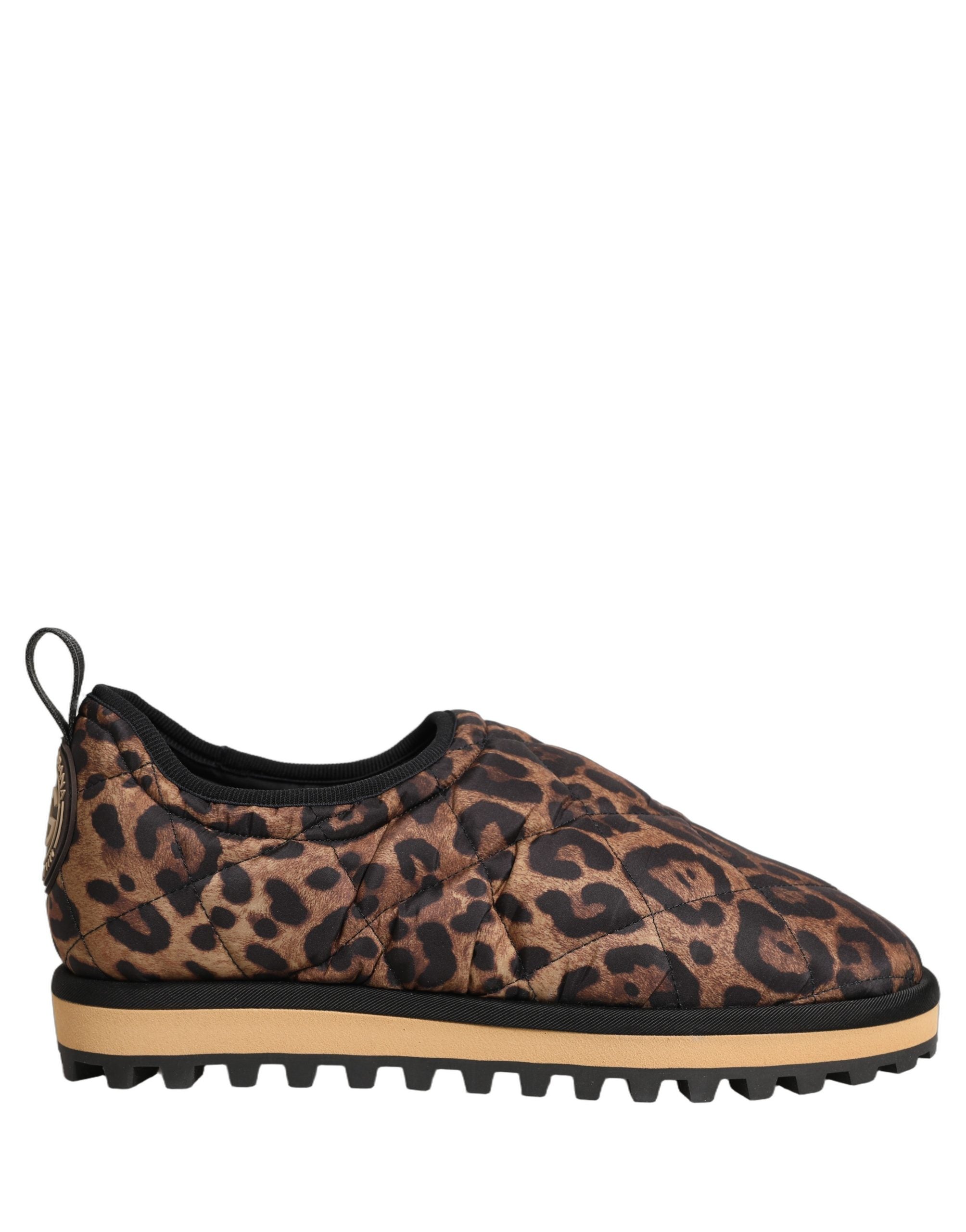 Dolce & Gabbana Brown Leopard Print Low Top Sneakers