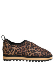 Dolce & Gabbana Brown Leopard Print Low Top Sneakers