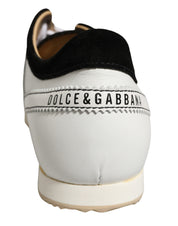 Dolce & Gabbana Black White Leather Suede Low Top Sneakers