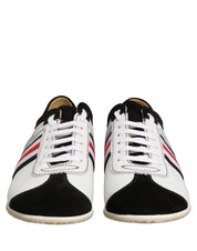 Dolce & Gabbana Black White Leather Suede Low Top Sneakers