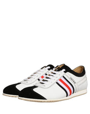 Dolce & Gabbana Black White Leather Suede Low Top Sneakers