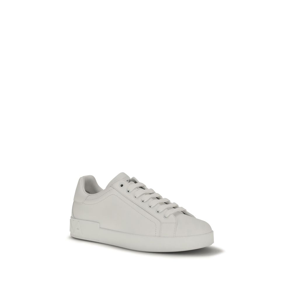 Dolce & Gabbana White Calf Leather Low Top Sneakers