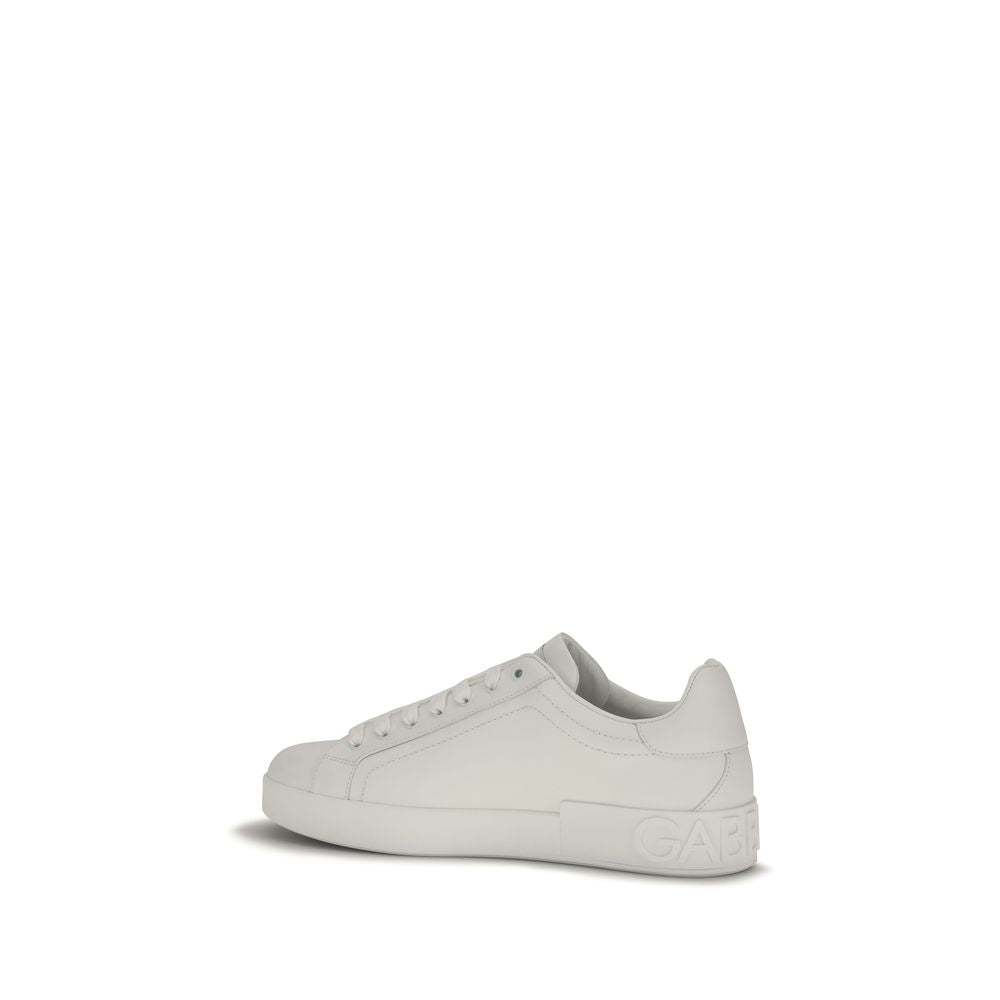 Dolce & Gabbana White Calf Leather Low Top Sneakers
