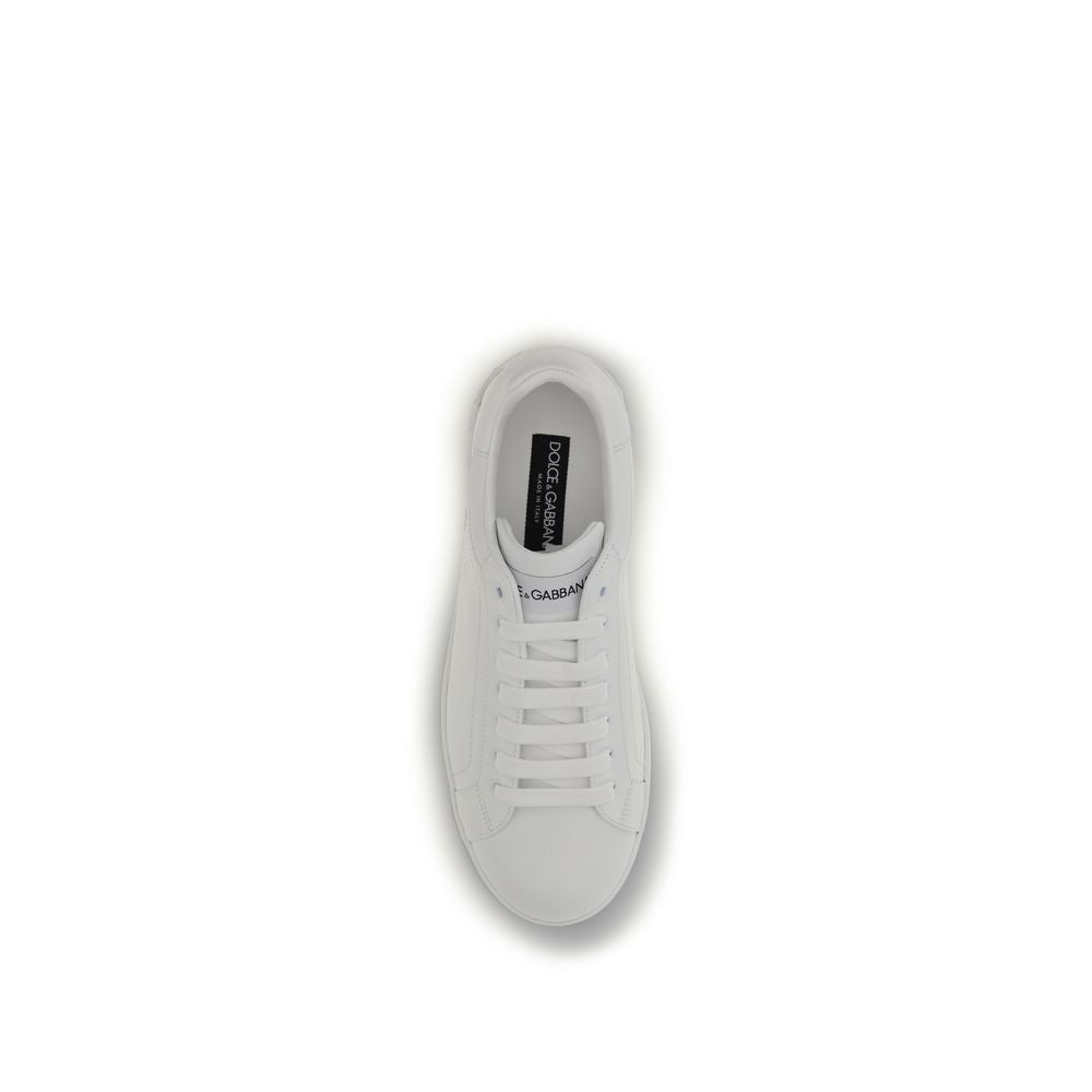 Dolce & Gabbana White Calf Leather Low Top Sneakers