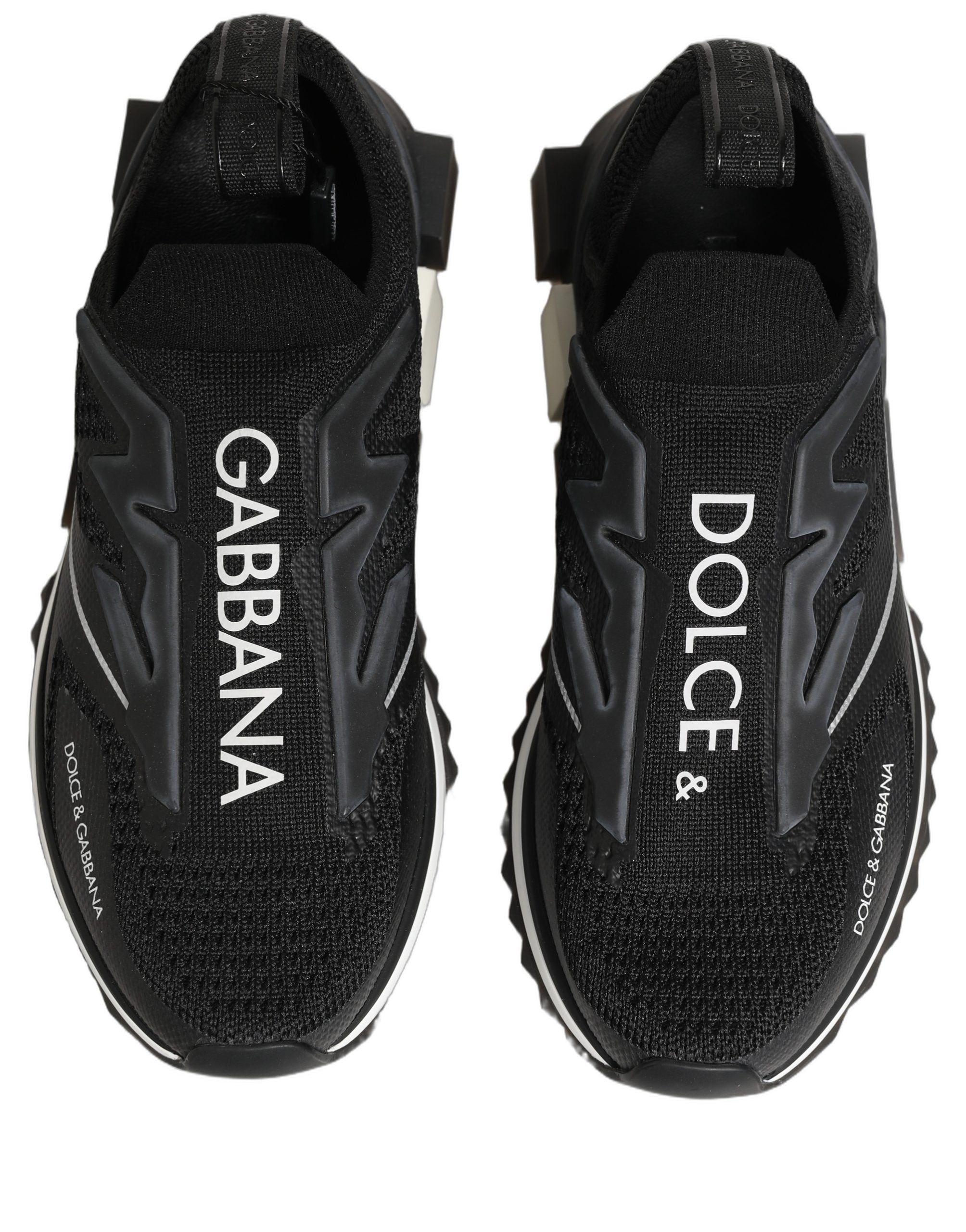 Dolce & Gabbana Black White Sorrento Slip-On Sneakers
