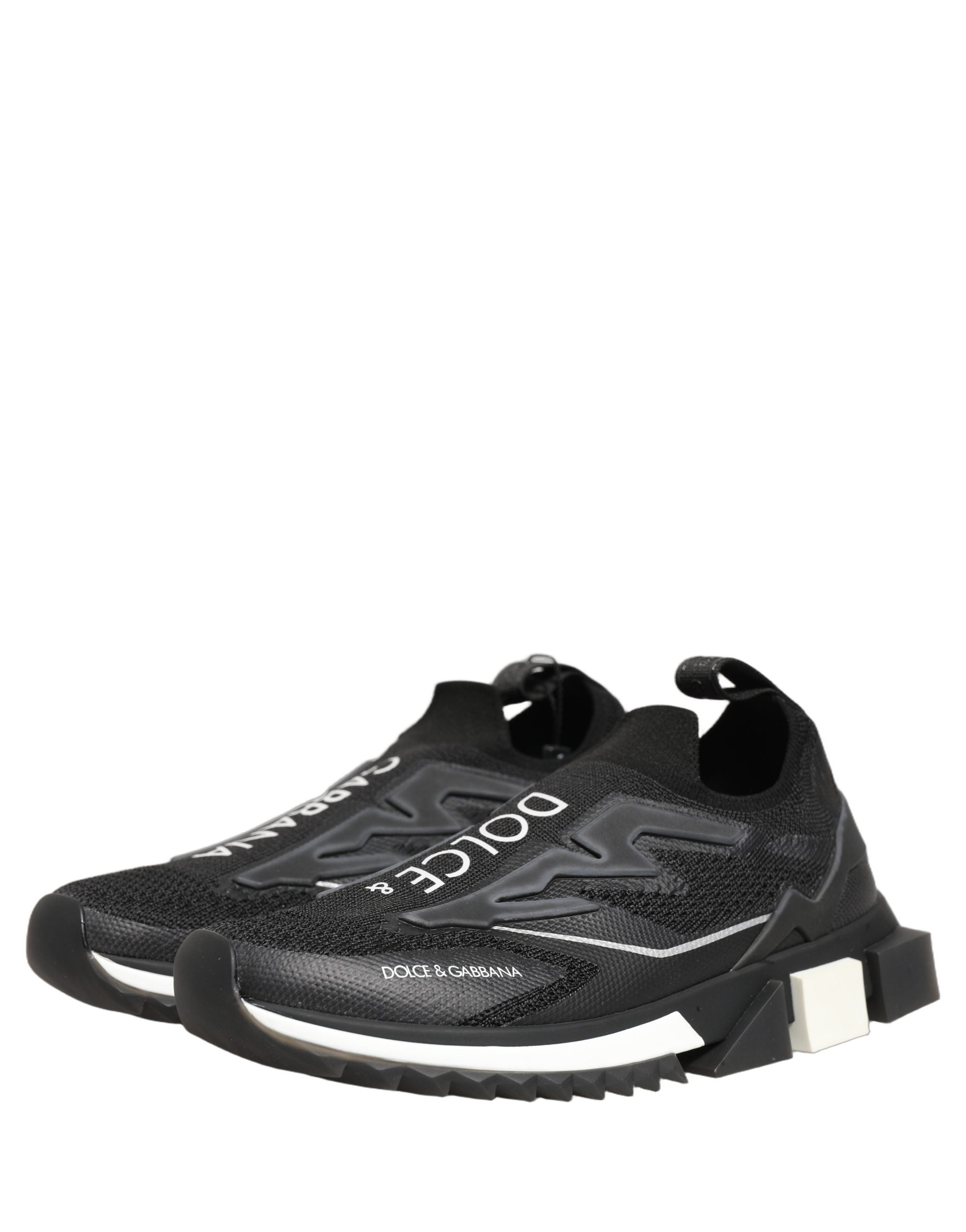 Dolce & Gabbana Black White Sorrento Slip-On Sneakers