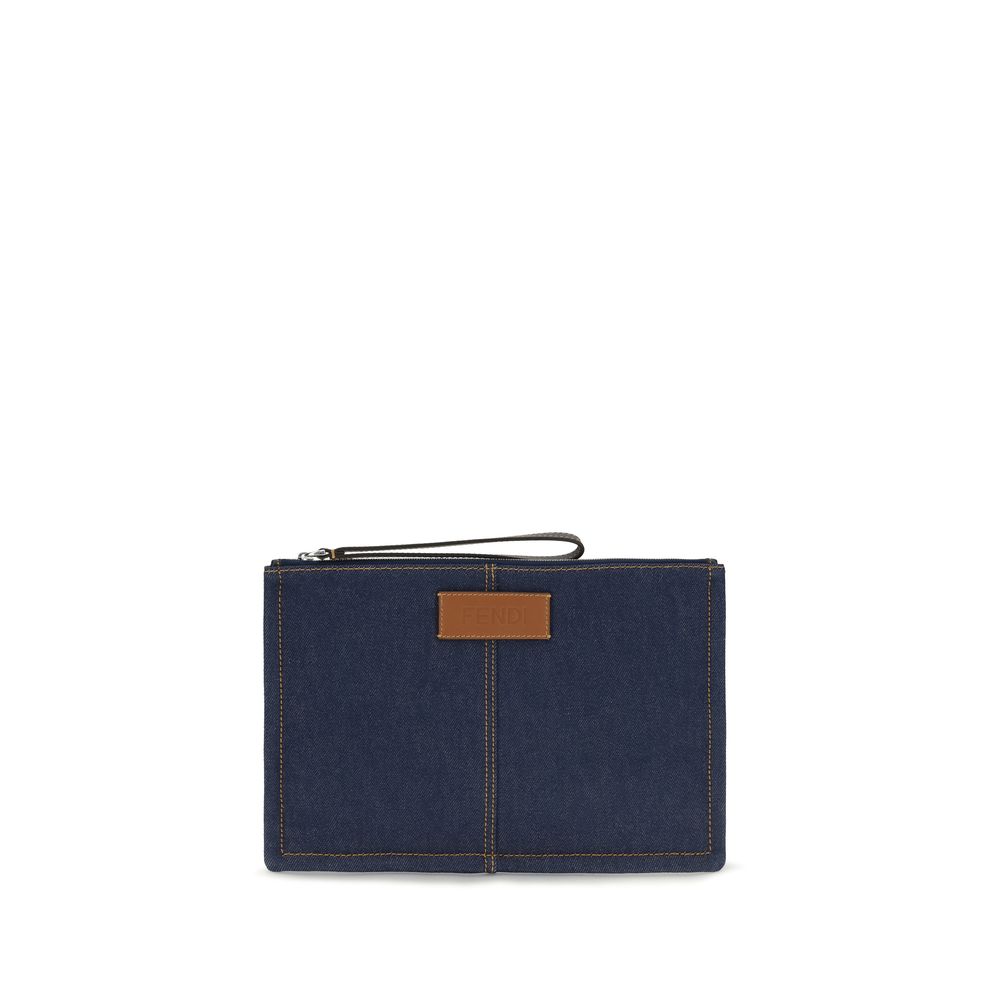 Fendi Blue Denim Clutch Bag