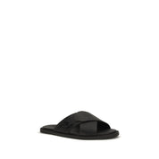 Fendi Black Calf Leather Flat Sandals