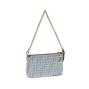 Fendi Blue Organic Cotton FF Denim Baguette Clutch