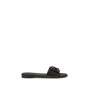 Fendi Black Calf Leather Flat Sandals