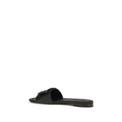 Fendi Black Calf Leather Flat Sandals
