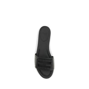 Fendi Black Calf Leather Flat Sandals