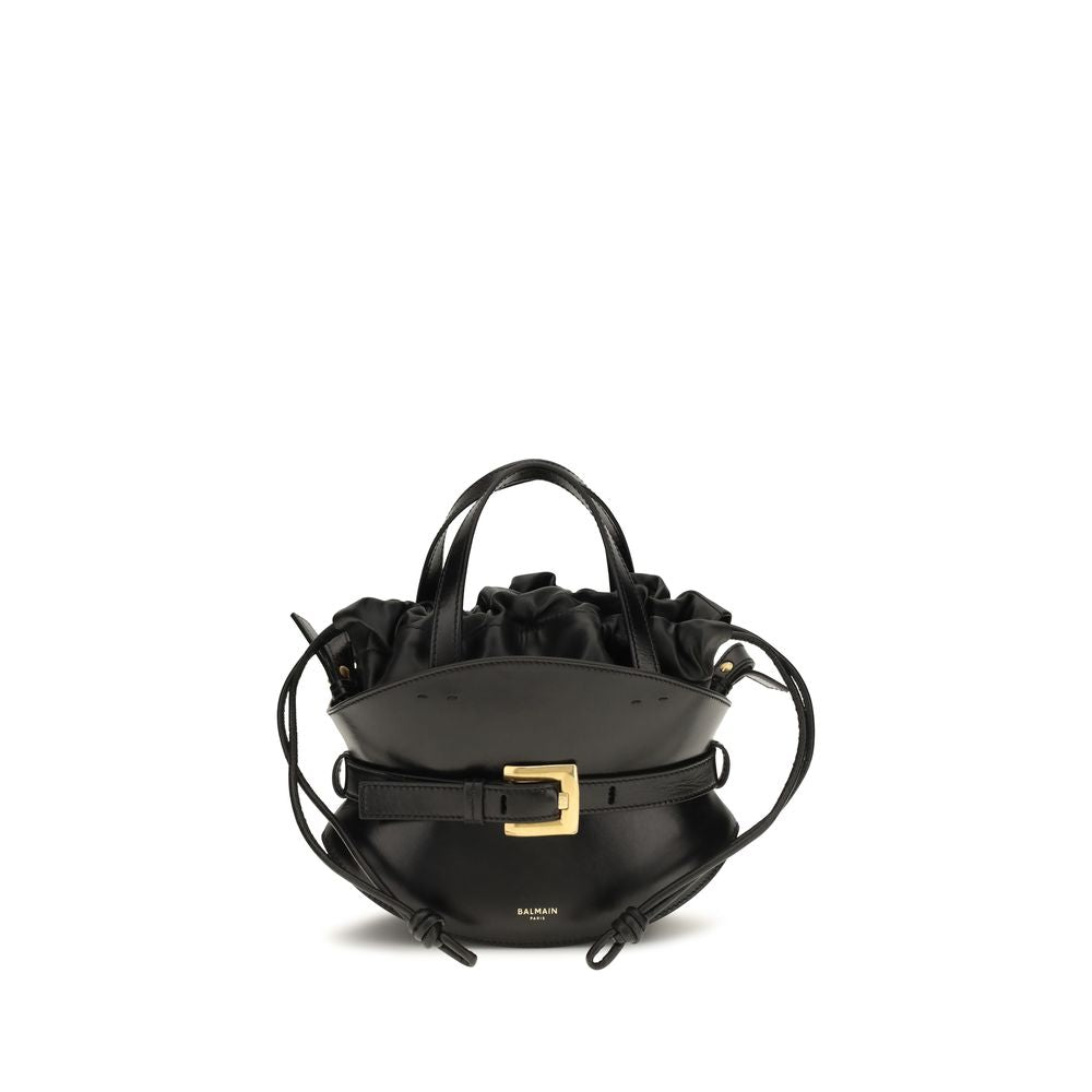Balmain Black Calf Leather Shoulder Bag