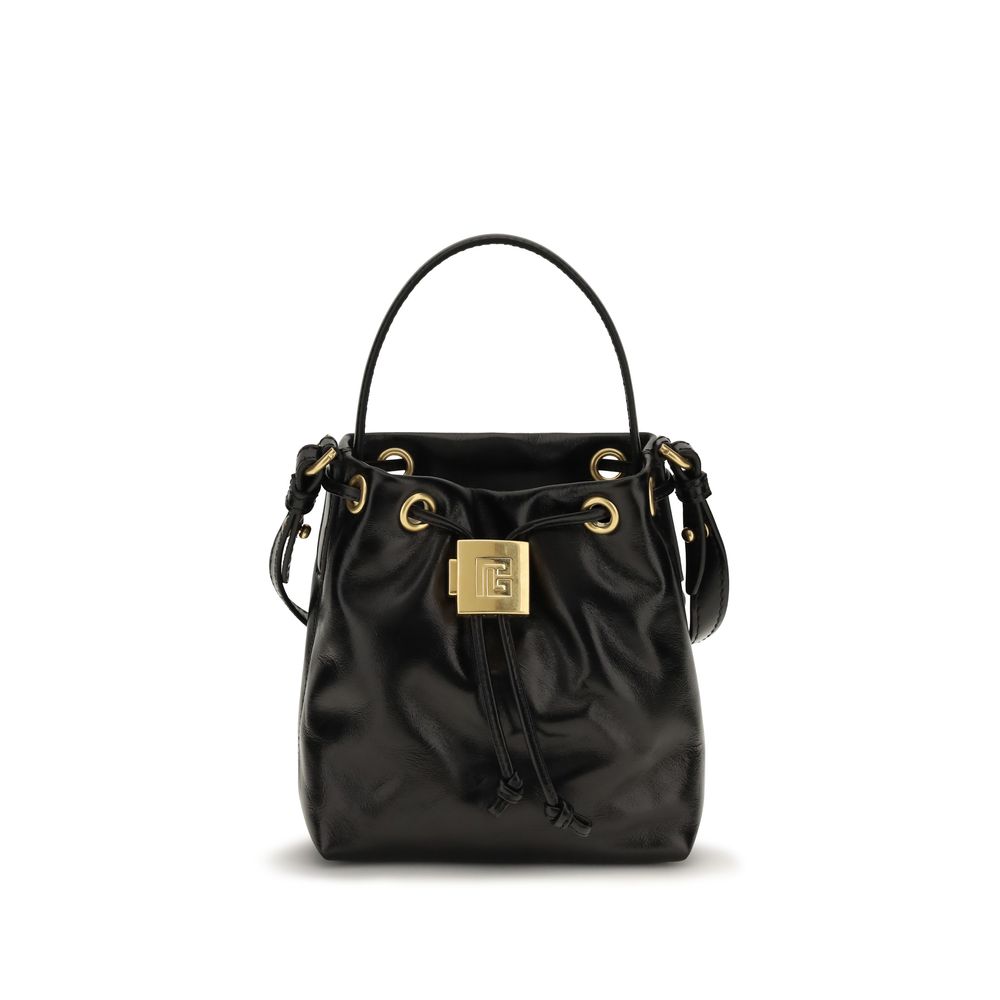 Balmain Black Calf Leather Bucket Bag