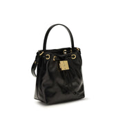 Balmain Black Calf Leather Bucket Bag