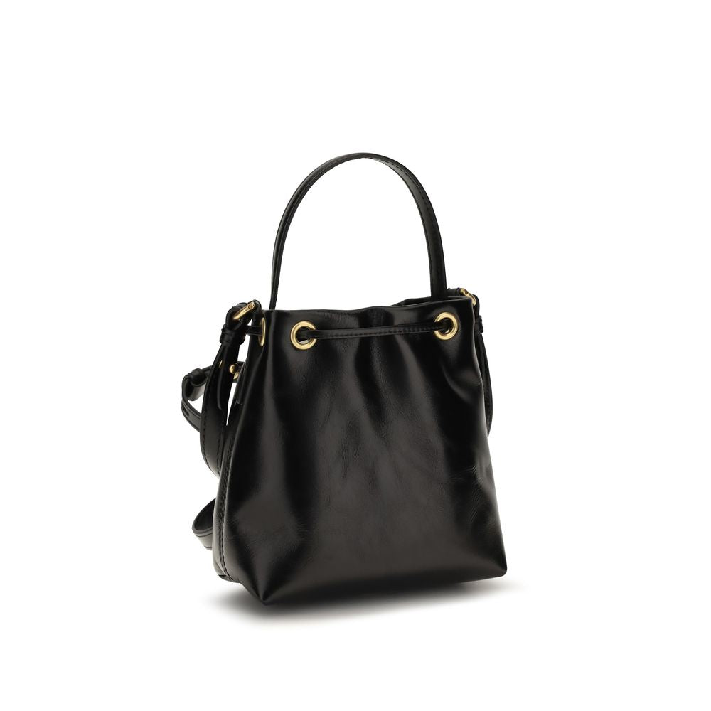 Balmain Black Calf Leather Bucket Bag