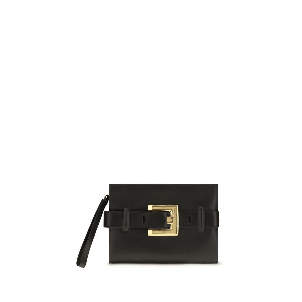 Balmain Black Lambskin Clutch Bag